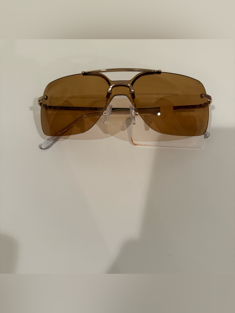 NWT Jason Wu Rimless Shield Sunglasses Amber Gold Y2K